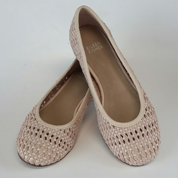 Eileen Fisher Woven Leather Blush Vero Cuoio Flats